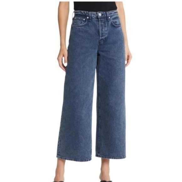 Rag & Bone Maya High-Rise Ankle Wide Leg Blue Jeans Size 31 - Picture 1 of 11